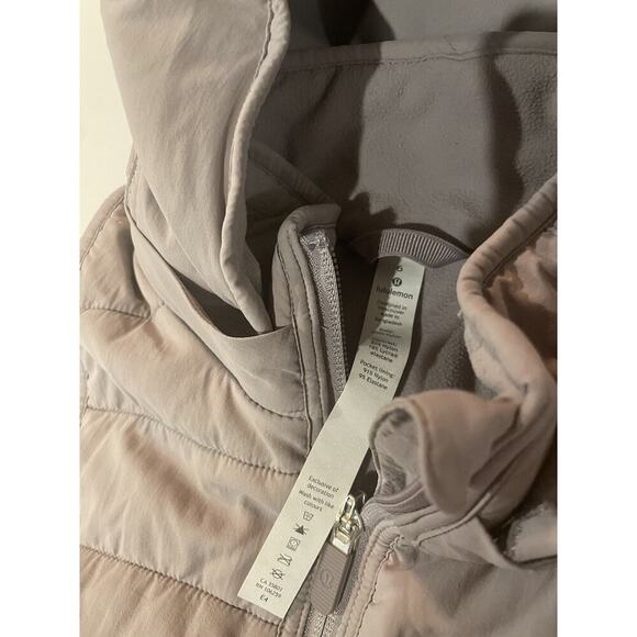 Lululemon Puffer Vest Jacket Removable Hood Size 6 Gray Extra Mile Fleece W/ Bag - Picture 2 of 10